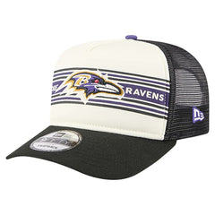 Baltimore Ravens New Era Banner A-Frame 9FIFTY Trucker Snapback Hat Cream/Black