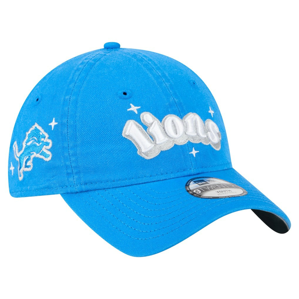Detroit Lions New Era Girls Youth Cheer 9TWENTY Adjustable Hat Blue