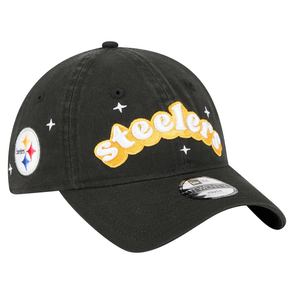 Pittsburgh Steelers New Era Girls Youth Cheer 9TWENTY Adjustable Hat Black