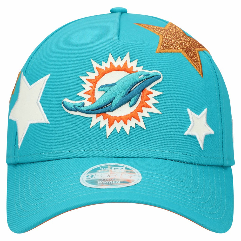 Miami Dolphins New Era Women's Stardom A-Frame 9FORTY Adjustable Hat Aqua