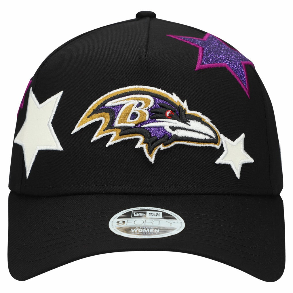 Baltimore Ravens New Era Women's Stardom A-Frame 9FORTY Adjustable Hat Black