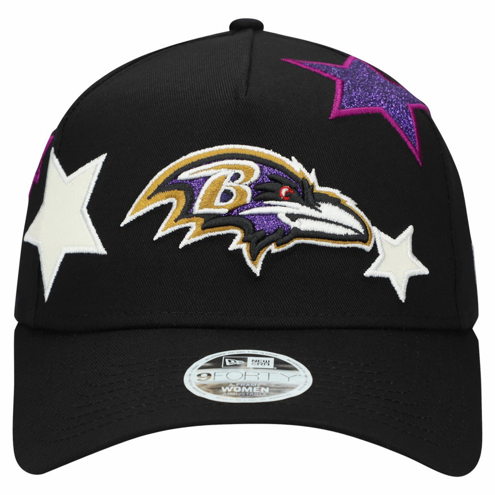 Baltimore Ravens New Era Women's Stardom A-Frame 9FORTY Adjustable Hat Black