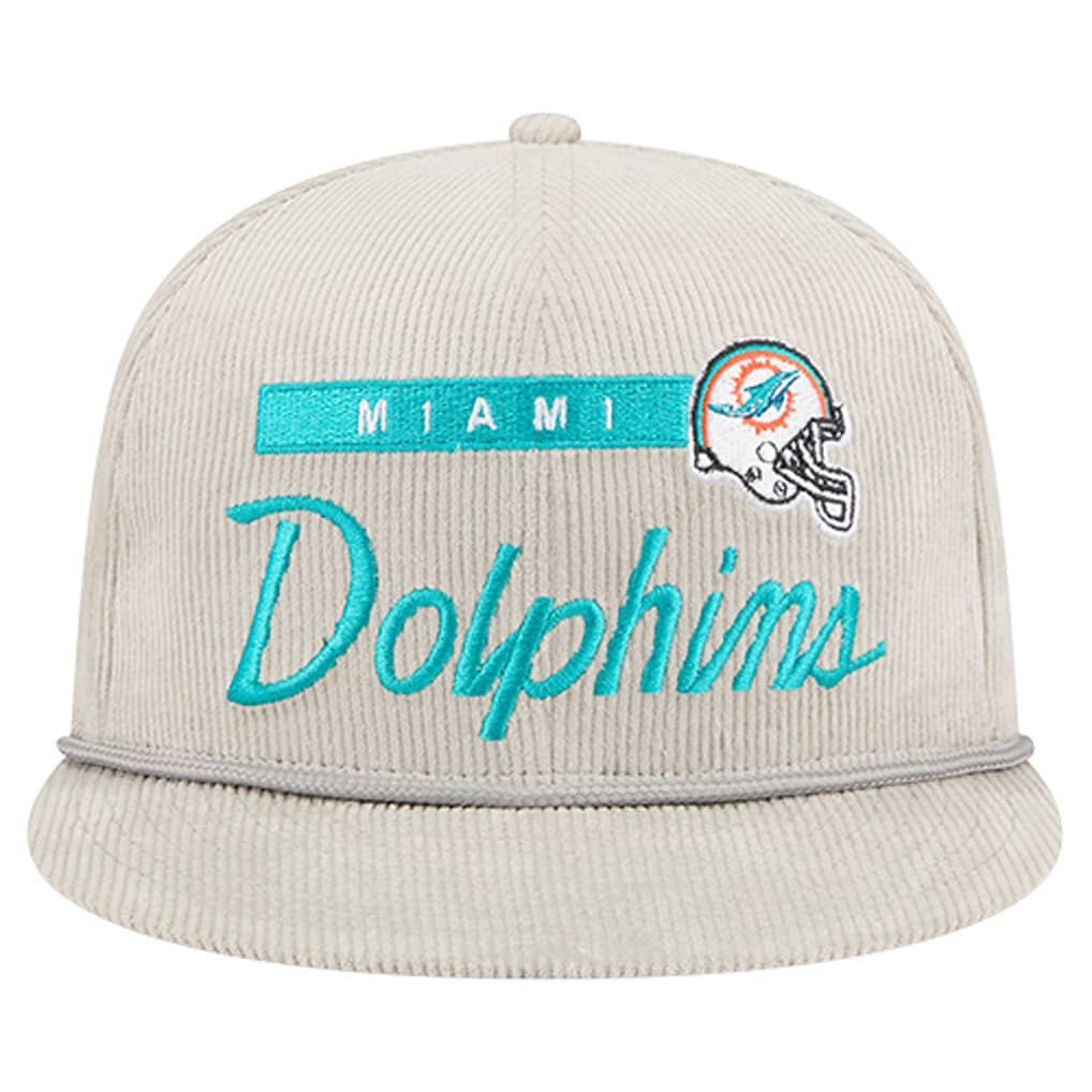 Miami Dolphins New Era Cord Rope Corduroy 9FIFTY Snapback Hat Gray