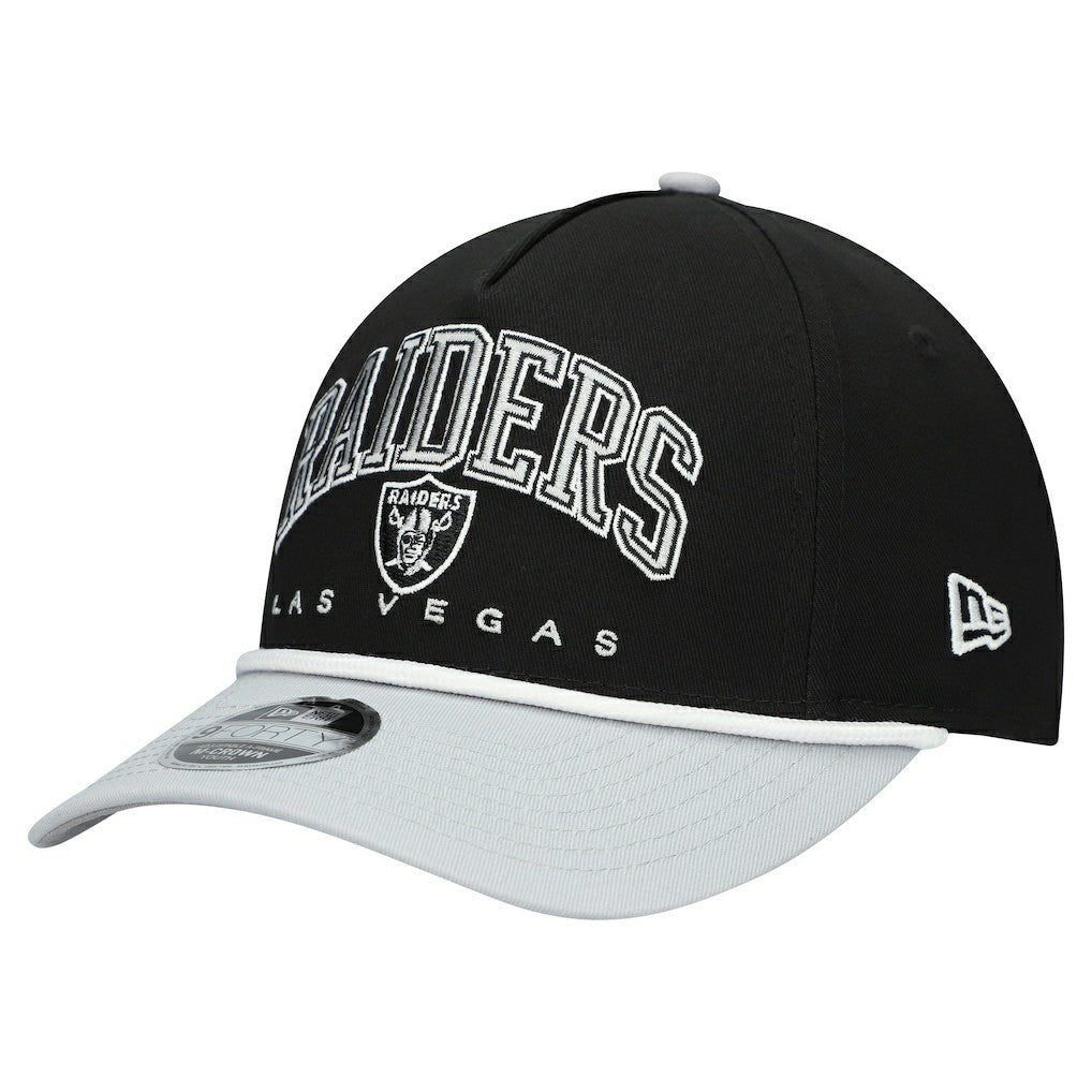 Las Vegas Raiders New Era Youth Arch COOLERA 9FORTY A-Frame Adjustable Hat Black/Silver