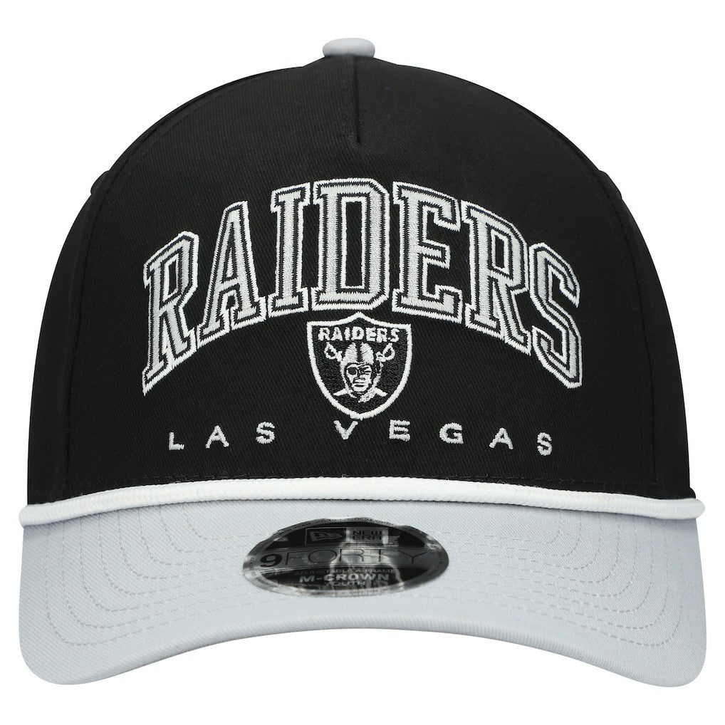 Las Vegas Raiders New Era Youth Arch COOLERA 9FORTY A-Frame Adjustable Hat Black/Silver