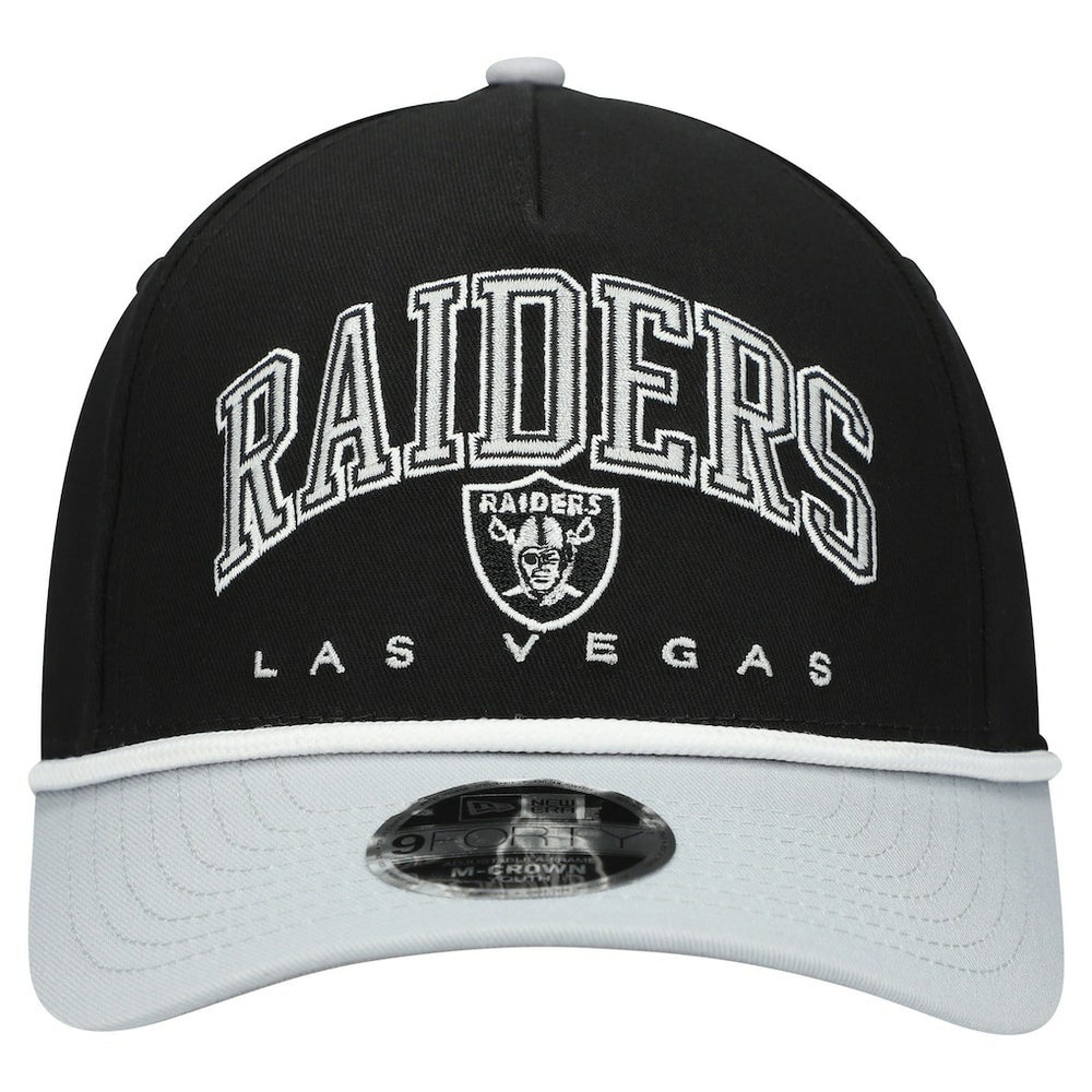 Las Vegas Raiders New Era Youth Arch COOLERA 9FORTY A-Frame Adjustable Hat Black/Silver