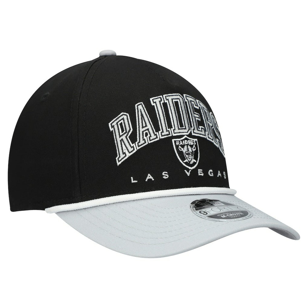 Las Vegas Raiders New Era Youth Arch COOLERA 9FORTY A-Frame Adjustable Hat Black/Silver
