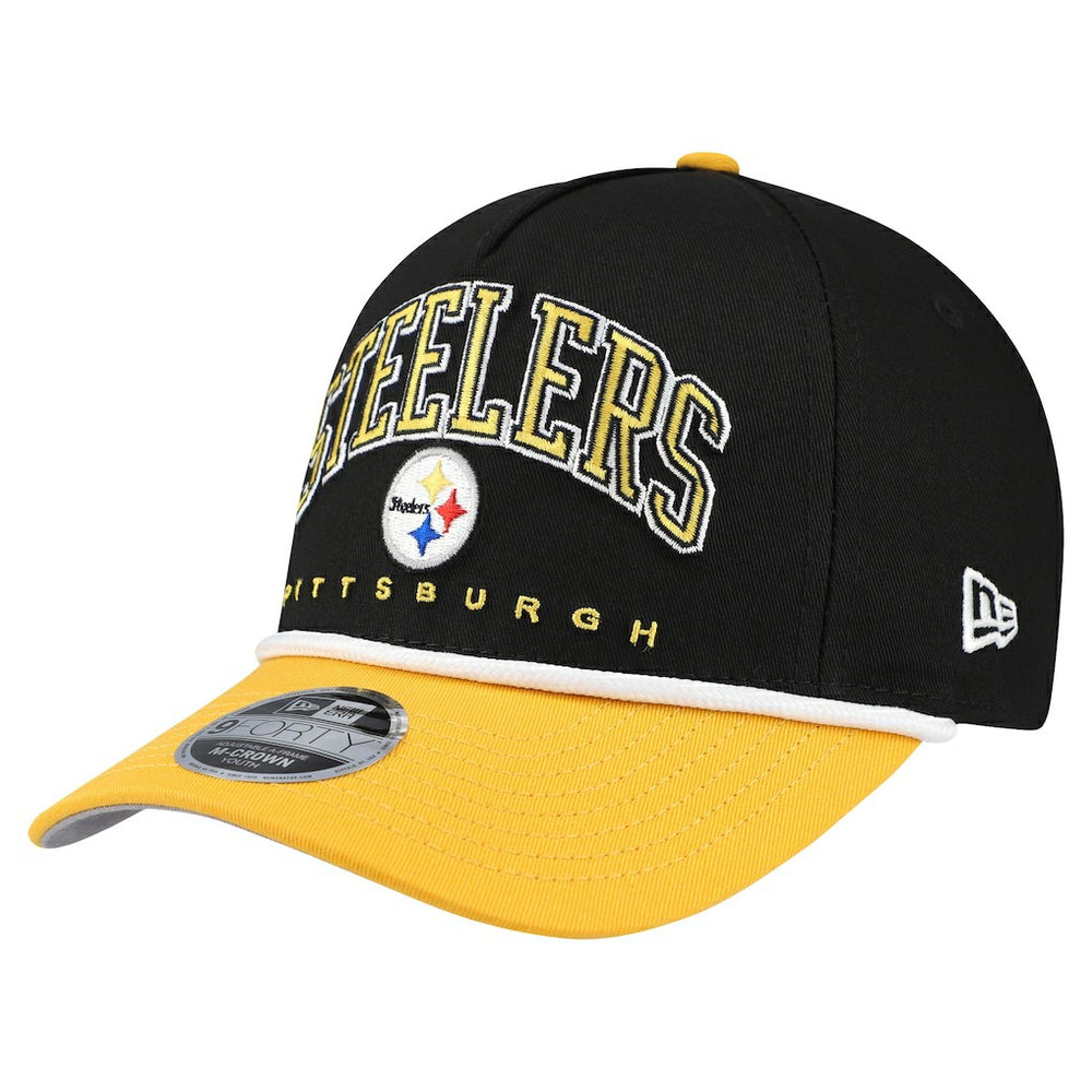 Pittsburgh Steelers New Era Youth Arch COOLERA 9FORTY A-Frame Adjustable Hat Black/Gold