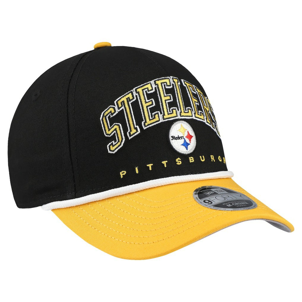 Pittsburgh Steelers New Era Youth Arch COOLERA 9FORTY A-Frame Adjustable Hat Black/Gold