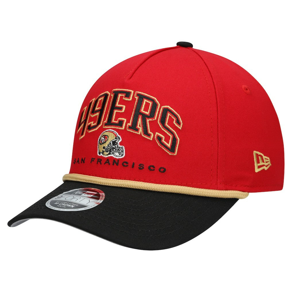 San Francisco 49ers New Era Youth Arch COOLERA 9FORTY A-Frame Adjustable Hat Scarlet/Black