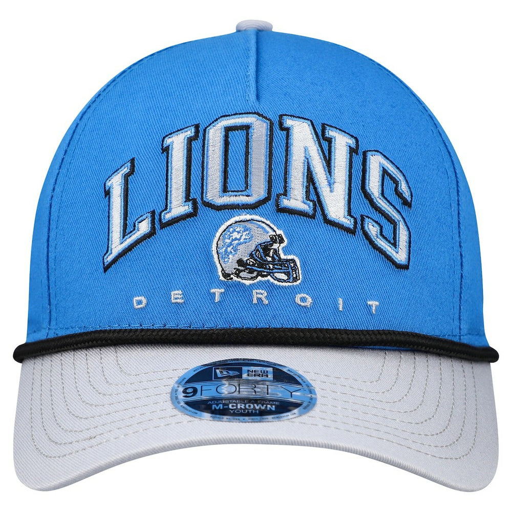 Detroit Lions New Era Youth Arch COOLERA 9FORTY A-Frame Adjustable Hat Blue/Gray