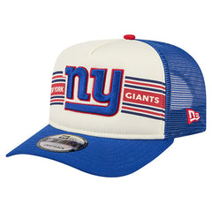New York Giants New Era Youth Banner 9FIFTY A-Frame Adjustable Trucker Hat Cream/Royal