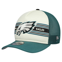Philadelphia Eagles New Era Youth Banner 9FIFTY A-Frame Adjustable Trucker Hat Cream/Midnight Green