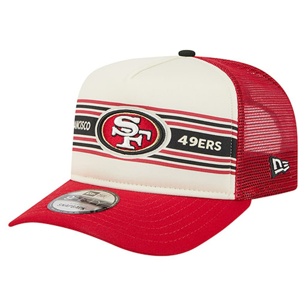 San Francisco 49ers New Era Youth Banner 9FIFTY A-Frame Adjustable Trucker Hat Cream/Scarlet