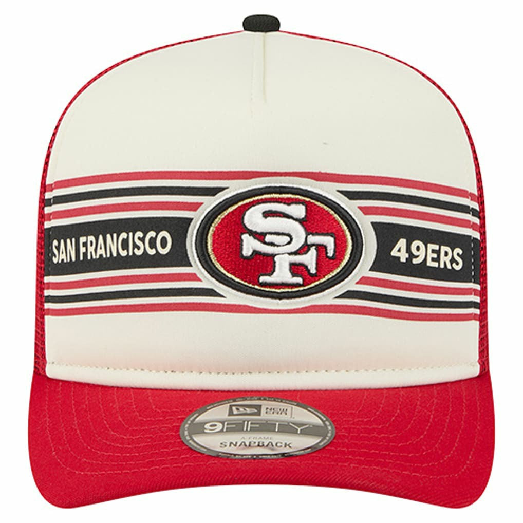 San Francisco 49ers New Era Youth Banner 9FIFTY A-Frame Adjustable Trucker Hat Cream/Scarlet
