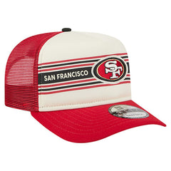 San Francisco 49ers New Era Youth Banner 9FIFTY A-Frame Adjustable Trucker Hat Cream/Scarlet