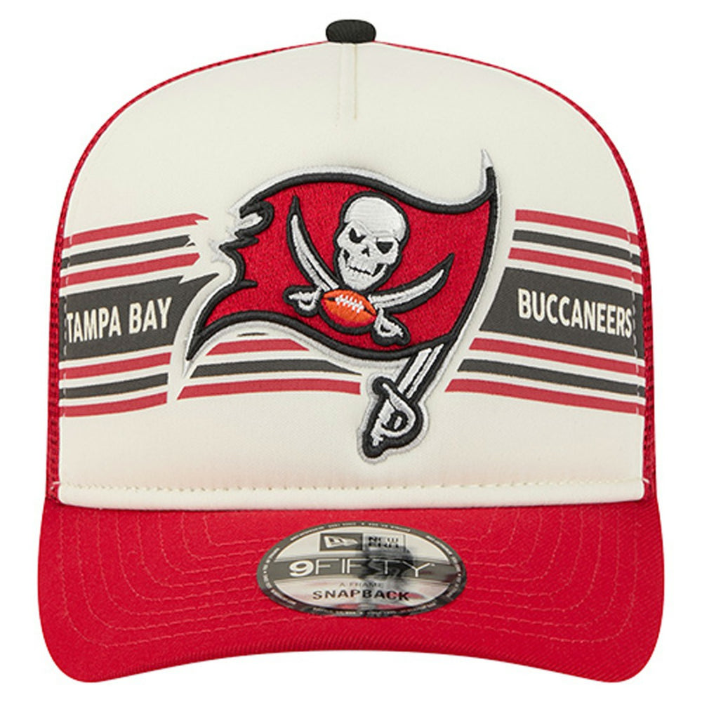Tampa Bay Buccaneers New Era Youth Banner 9FIFTY A-Frame Adjustable Trucker Hat Cream/Red