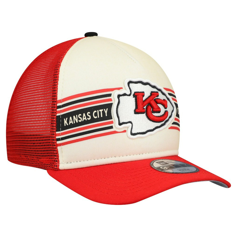 Kansas City Chiefs New Era Youth Banner 9FIFTY A-Frame Adjustable Trucker Hat Cream/Red