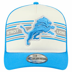 Detroit Lions New Era Youth Banner 9FIFTY A-Frame Adjustable Trucker Hat Cream/Blue