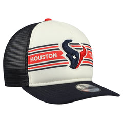 Houston Texans New Era Youth Banner 9FIFTY A-Frame Adjustable Trucker Hat Cream/Navy