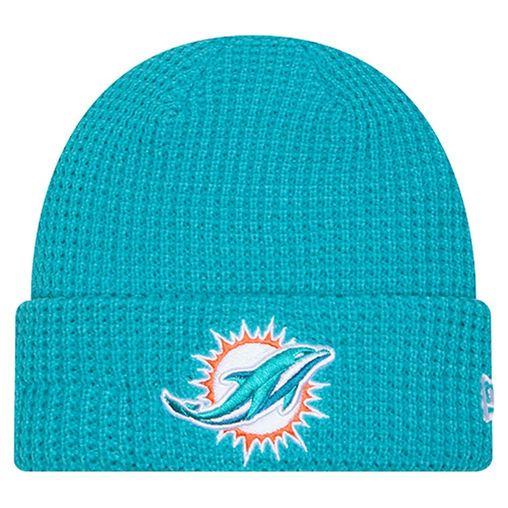 Miami Dolphins New Era Youth Waffle Cuffed Knit Hat Aqua
