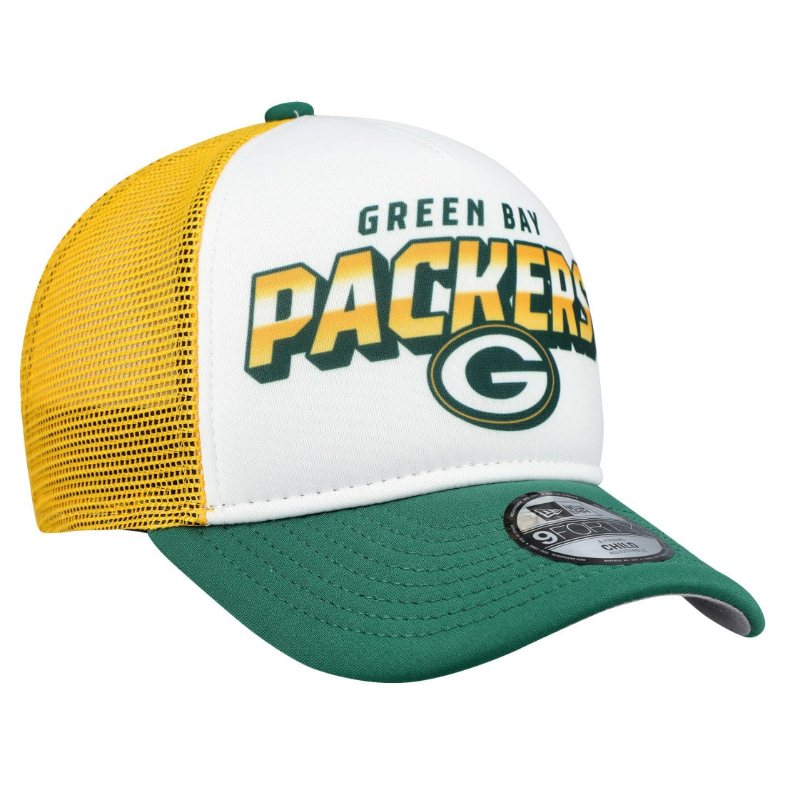 Green Bay Packers New Era Preschool 9FORTY A-Frame Adjustable Hat White