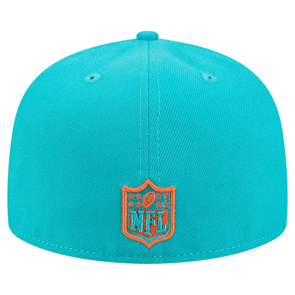 Miami Dolphins New Era Break 59FIFTY Fitted Hat Aqua/Orange