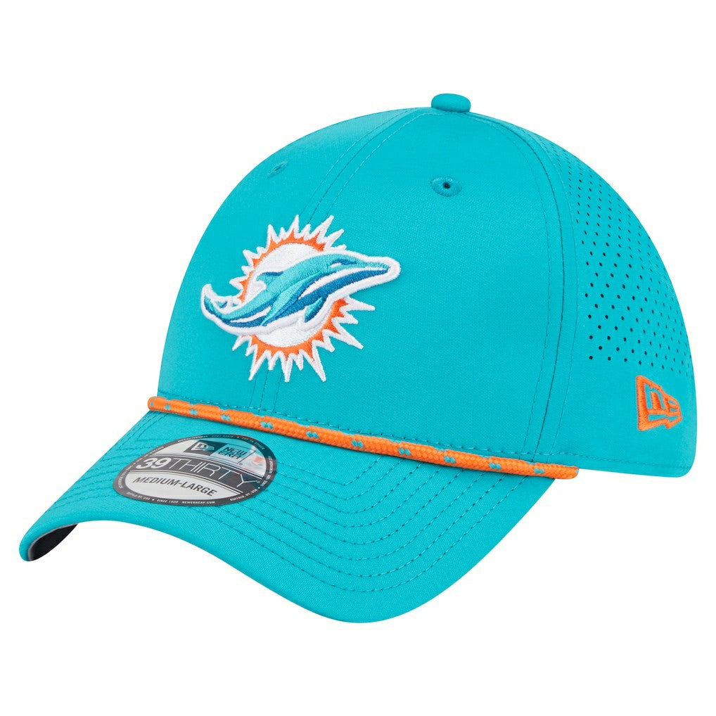Miami Dolphins New Era Perforated 39THIRTY Flex Hat Aqua