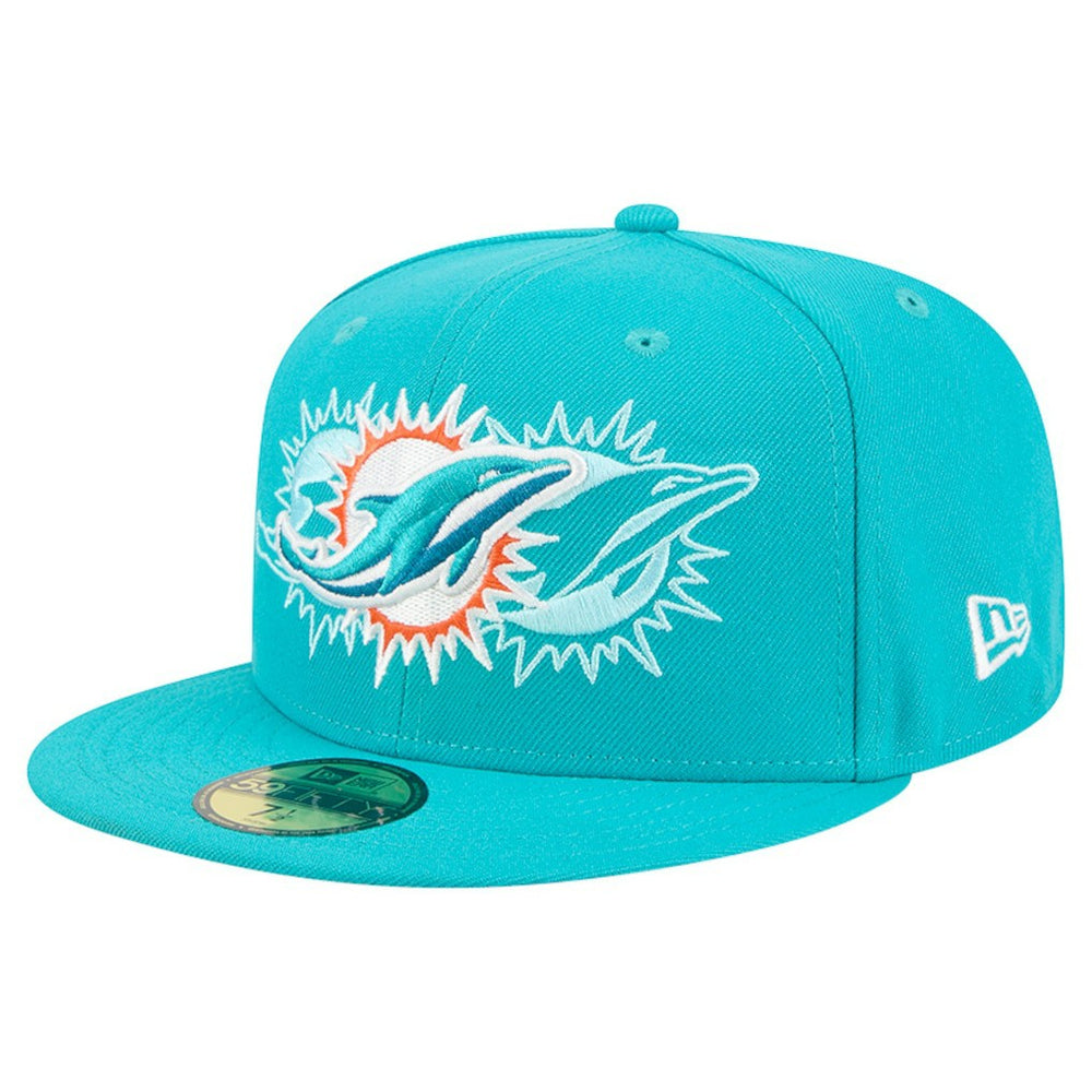 Miami Dolphins New Era Tri-Hit 59FIFTY Fitted Hat Aqua