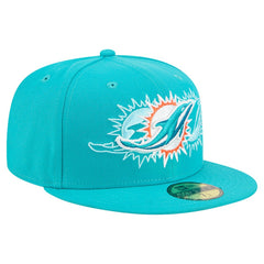 Miami Dolphins New Era Tri-Hit 59FIFTY Fitted Hat Aqua