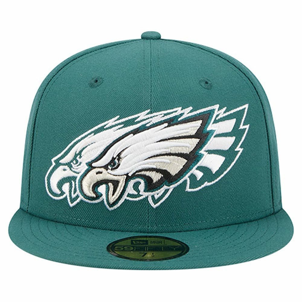 Philadelphia Eagles New Era Tri-Hit 59FIFTY Fitted Hat Midnight Green