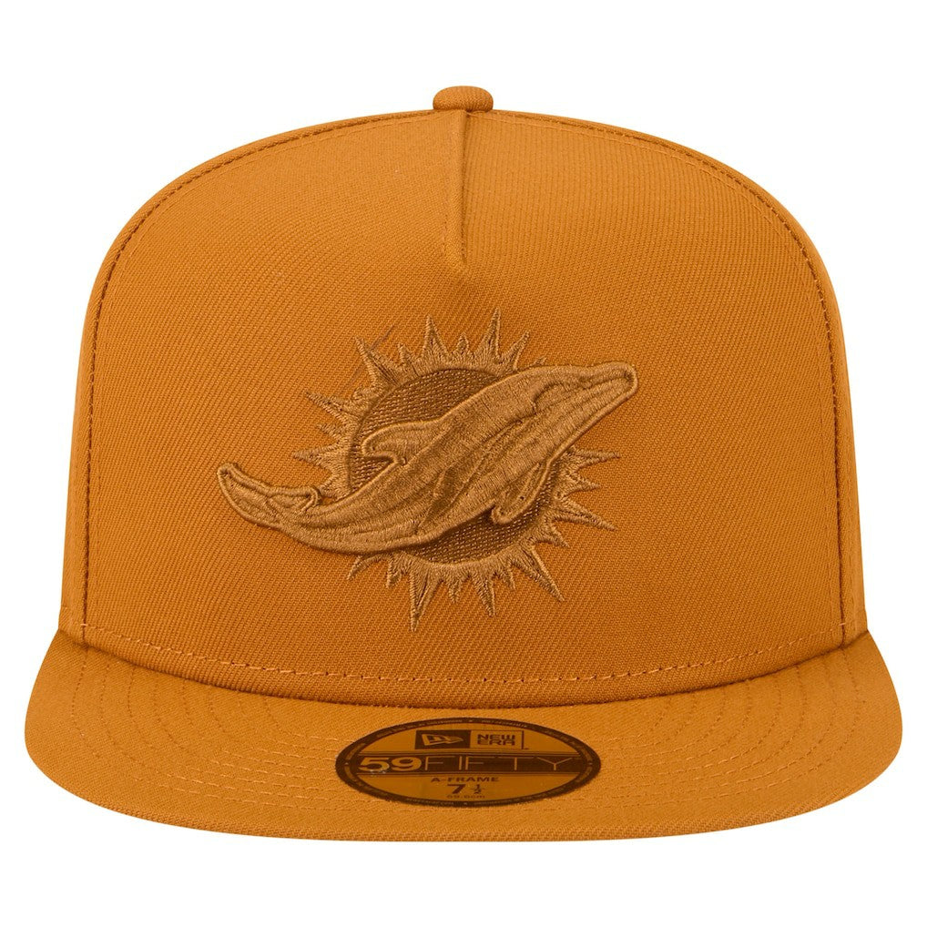 Miami Dolphins New Era Color Pack A-Frame 59FIFTY Fitted Hat Brown