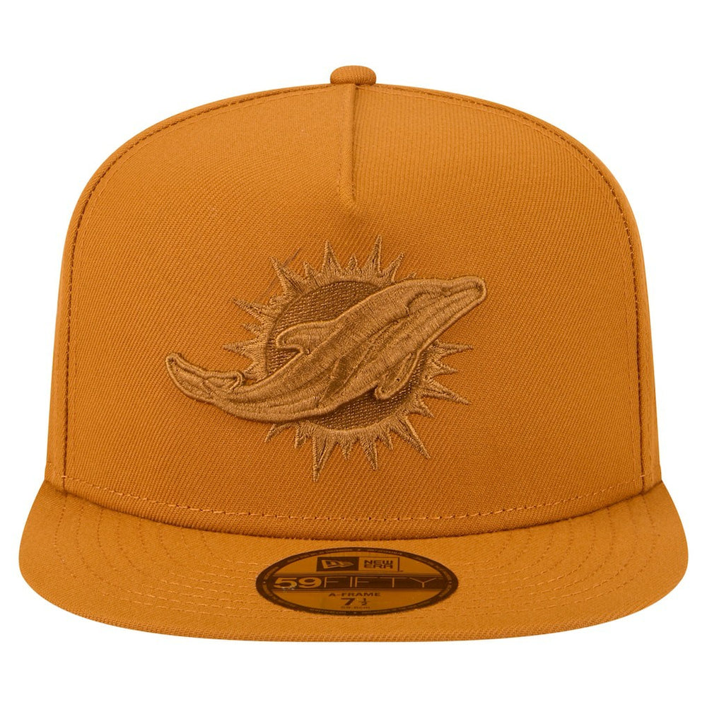 Miami Dolphins New Era Color Pack A-Frame 59FIFTY Fitted Hat Brown