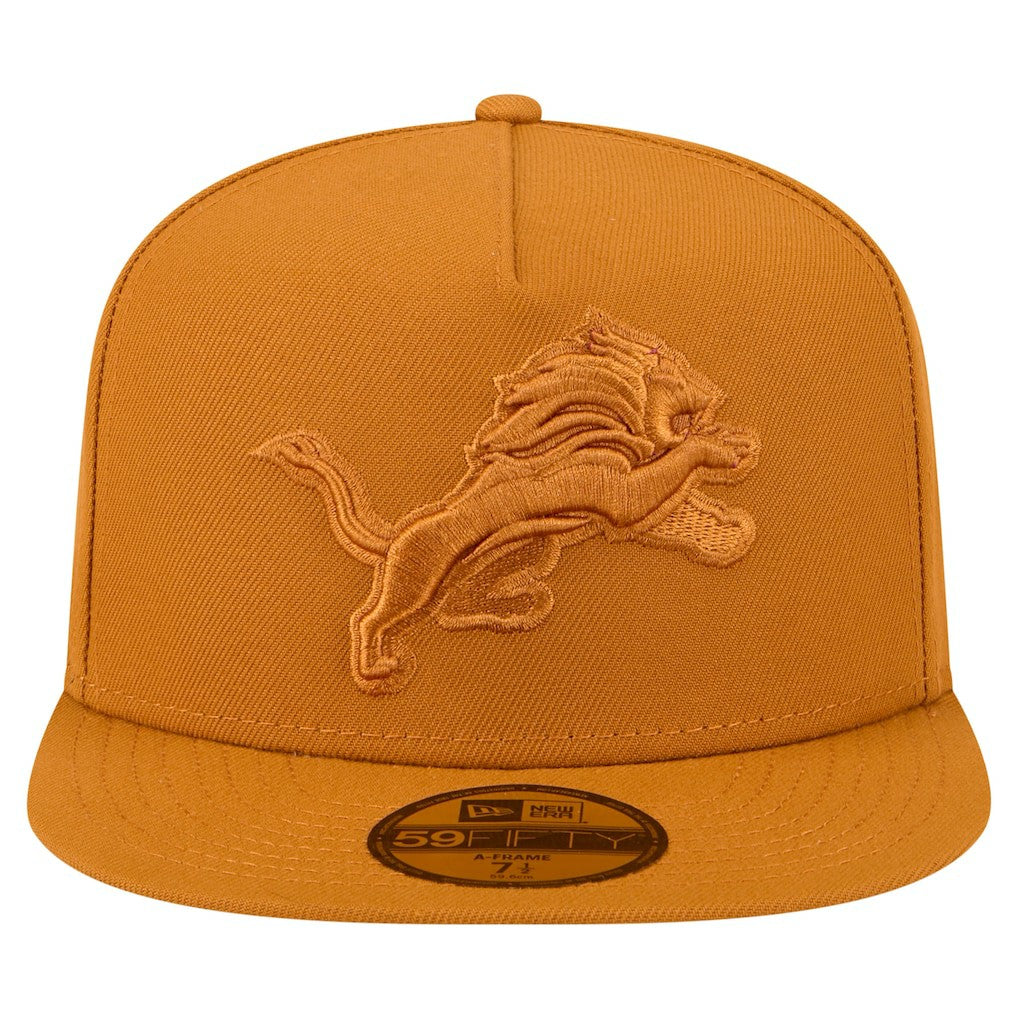 Detroit Lions New Era Color Pack A-Frame 59FIFTY Fitted Hat Brown