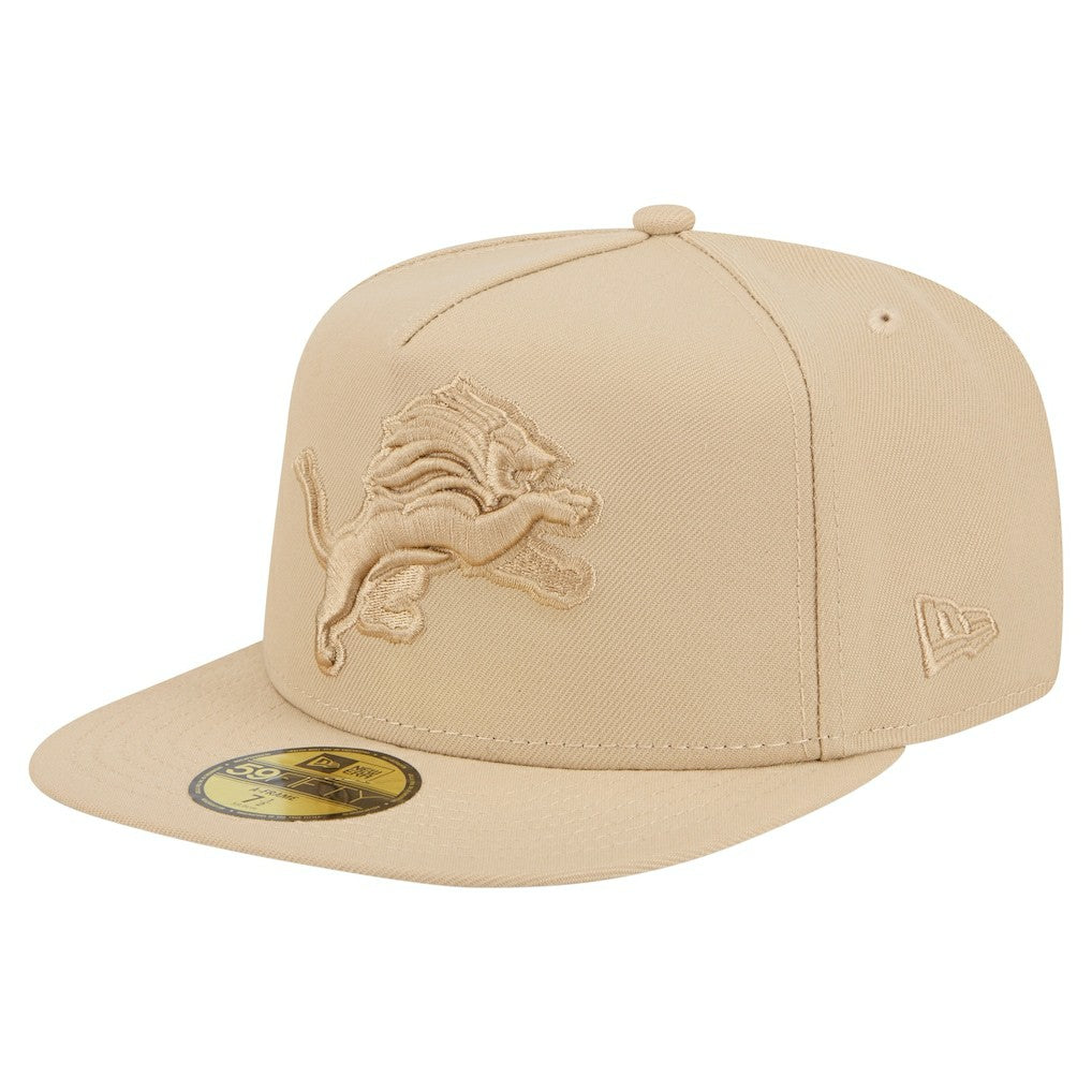 Detroit Lions New Era Color Pack A-Frame 59FIFTY Fitted Hat Light Beige