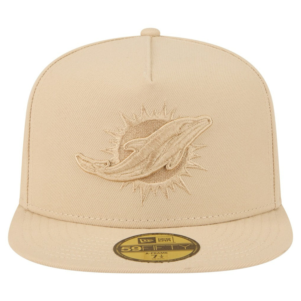 Miami Dolphins New Era Color Pack A-Frame 59FIFTY Fitted Hat Light Beige
