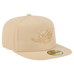 Miami Dolphins New Era Color Pack A-Frame 59FIFTY Fitted Hat Light Beige