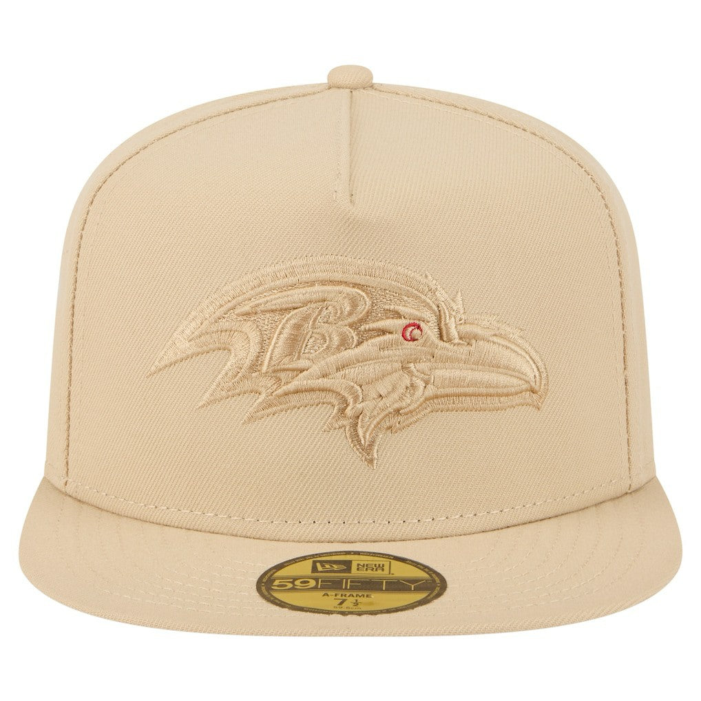 Baltimore Ravens New Era Color Pack A-Frame 59FIFTY Fitted Hat Beige