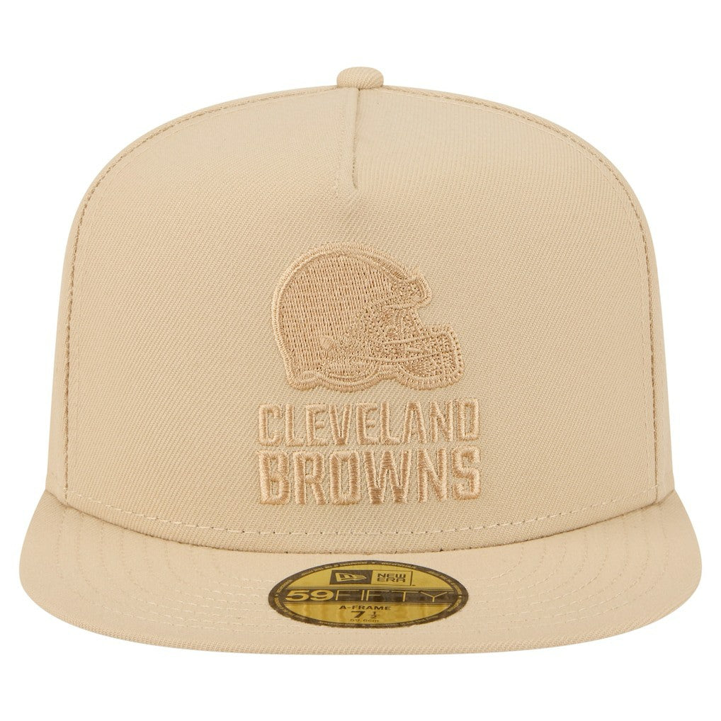 Cleveland Browns New Era Color Pack A-Frame 59FIFTY Fitted Hat Light Beige