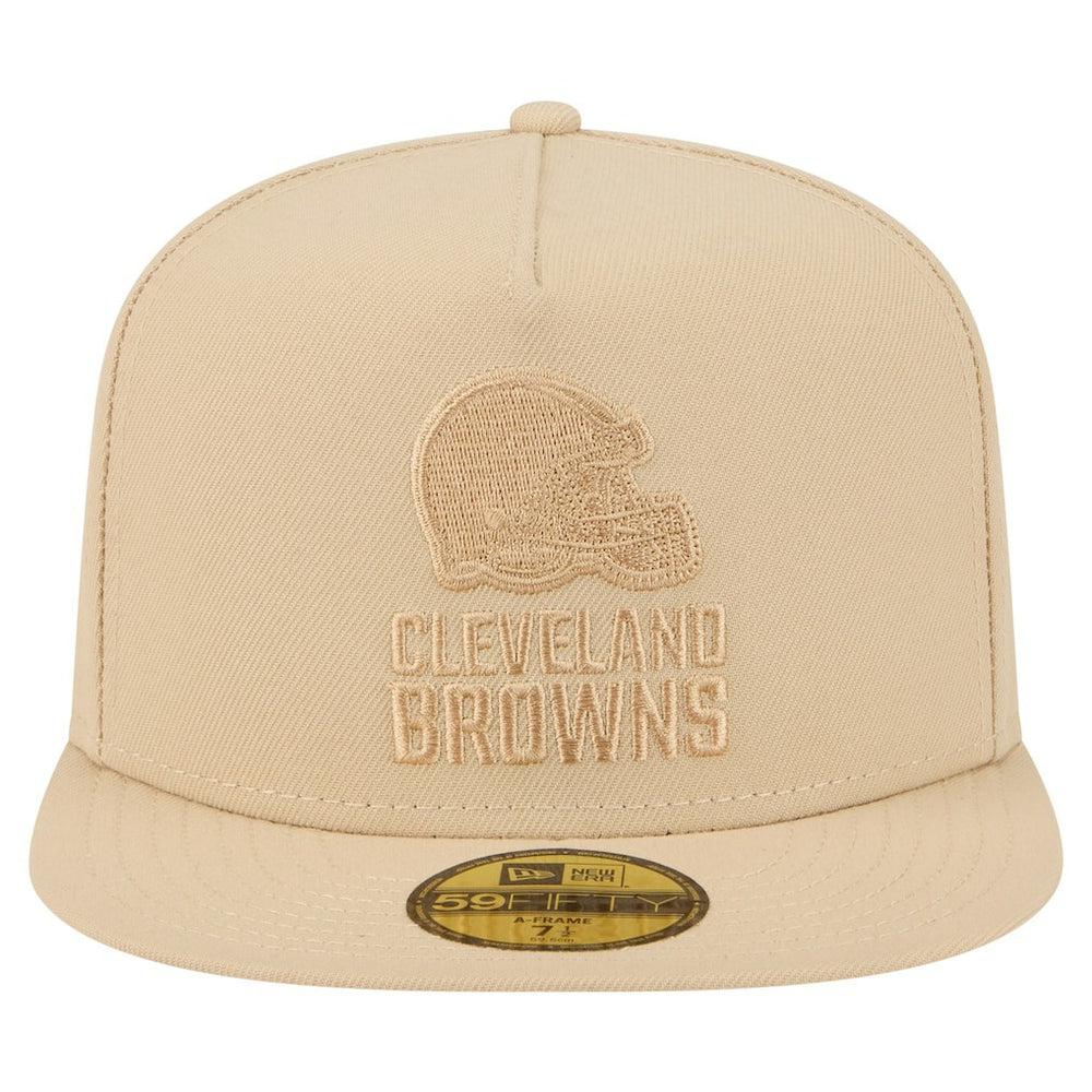 Cleveland Browns New Era Color Pack A-Frame 59FIFTY Fitted Hat Light Beige
