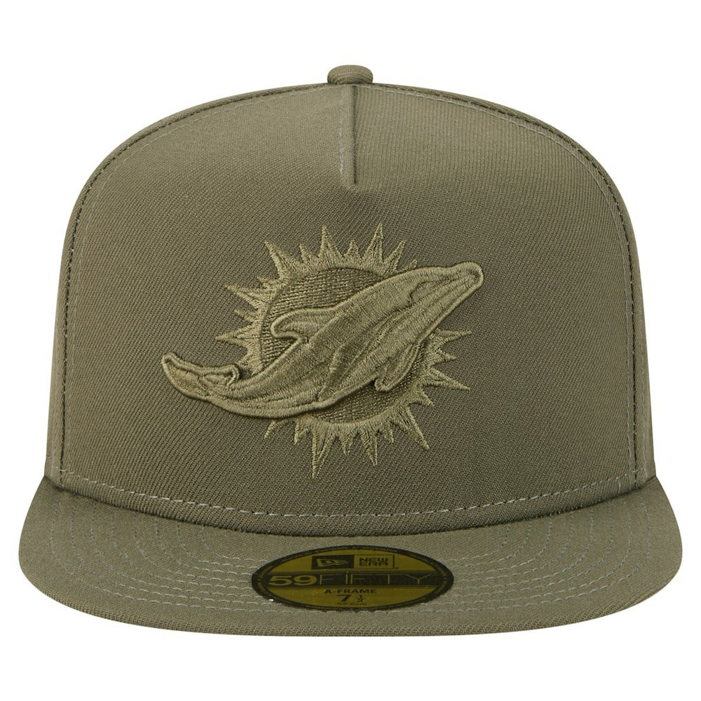 Miami Dolphins New Era Color Pack A-Frame 59FIFTY Fitted Hat Olive