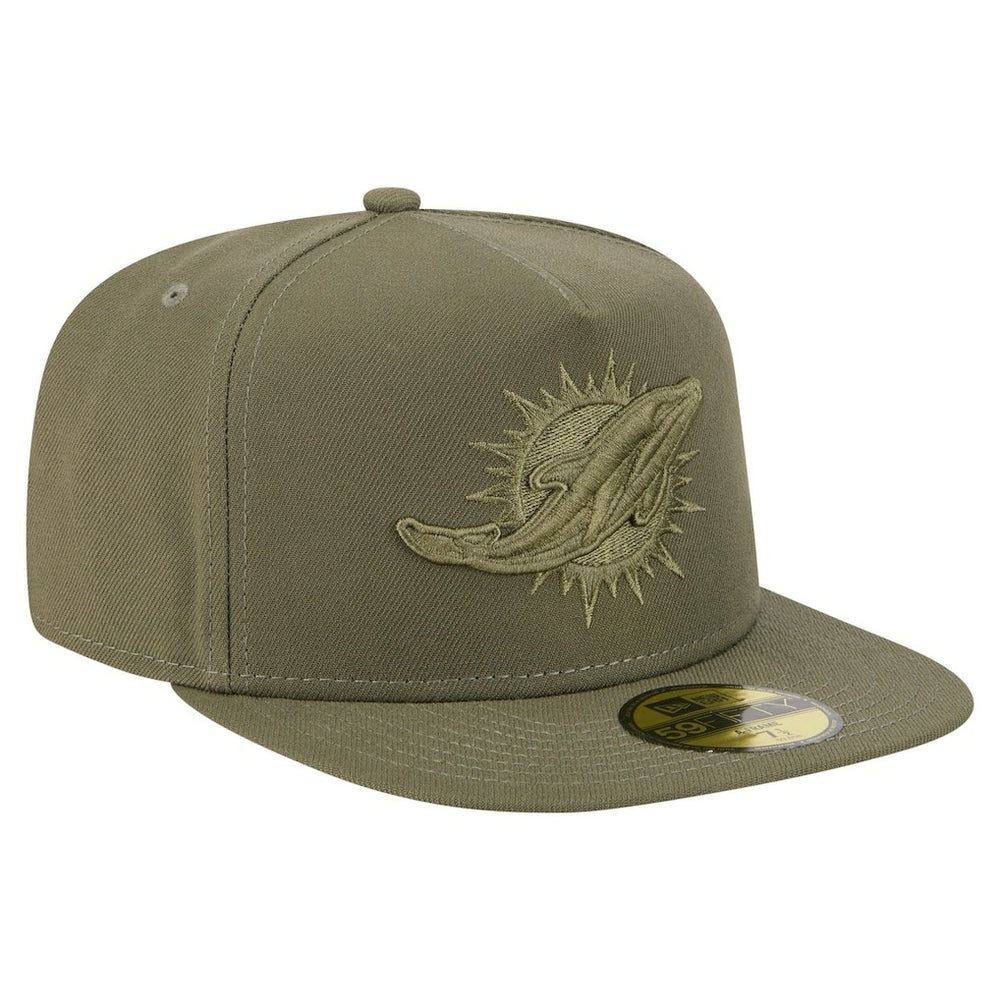Miami Dolphins New Era Color Pack A-Frame 59FIFTY Fitted Hat Olive