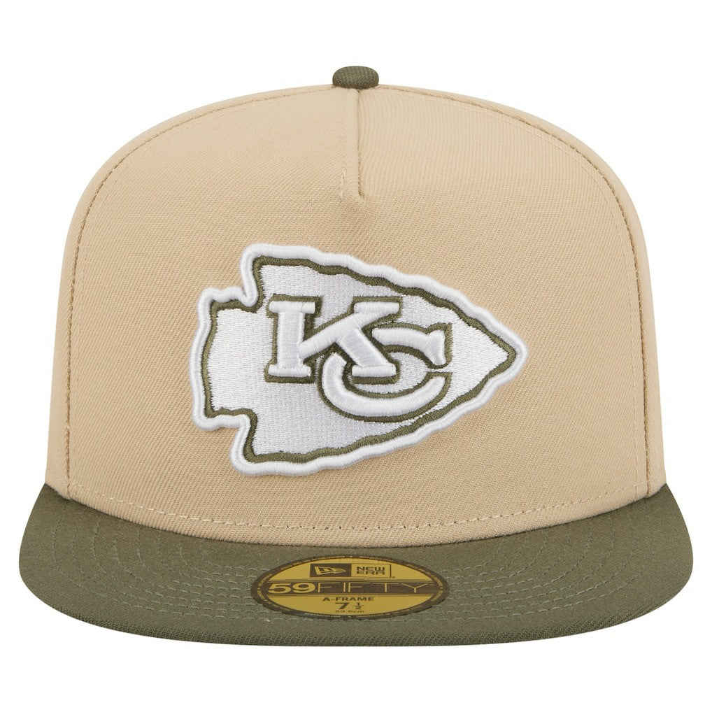 Kansas City Chiefs New Era Color Pack A-Frame 59FIFTY Fitted Hat Light Beige/Olive