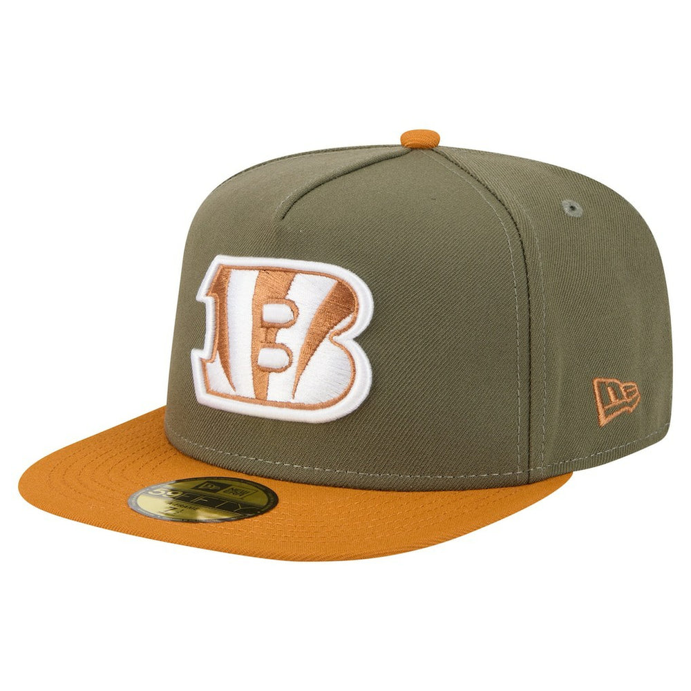 Cincinnati Bengals New Era Color Pack A-Frame 59FIFTY Fitted Hat Olive/Brown