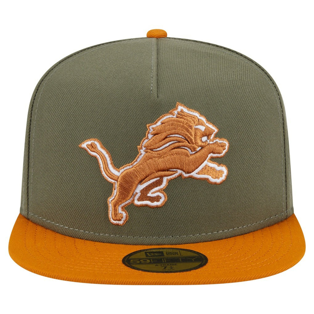 Detroit Lions New Era Color Pack A-Frame 59FIFTY Fitted Hat Olive/Brown