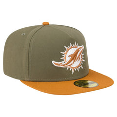 Miami Dolphins New Era Color Pack A-Frame 59FIFTY Fitted Hat Olive/Brown