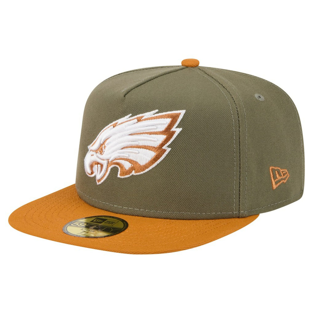 Philadelphia Eagles New Era Color Pack A-Frame 59FIFTY Fitted Hat Olive/Brown