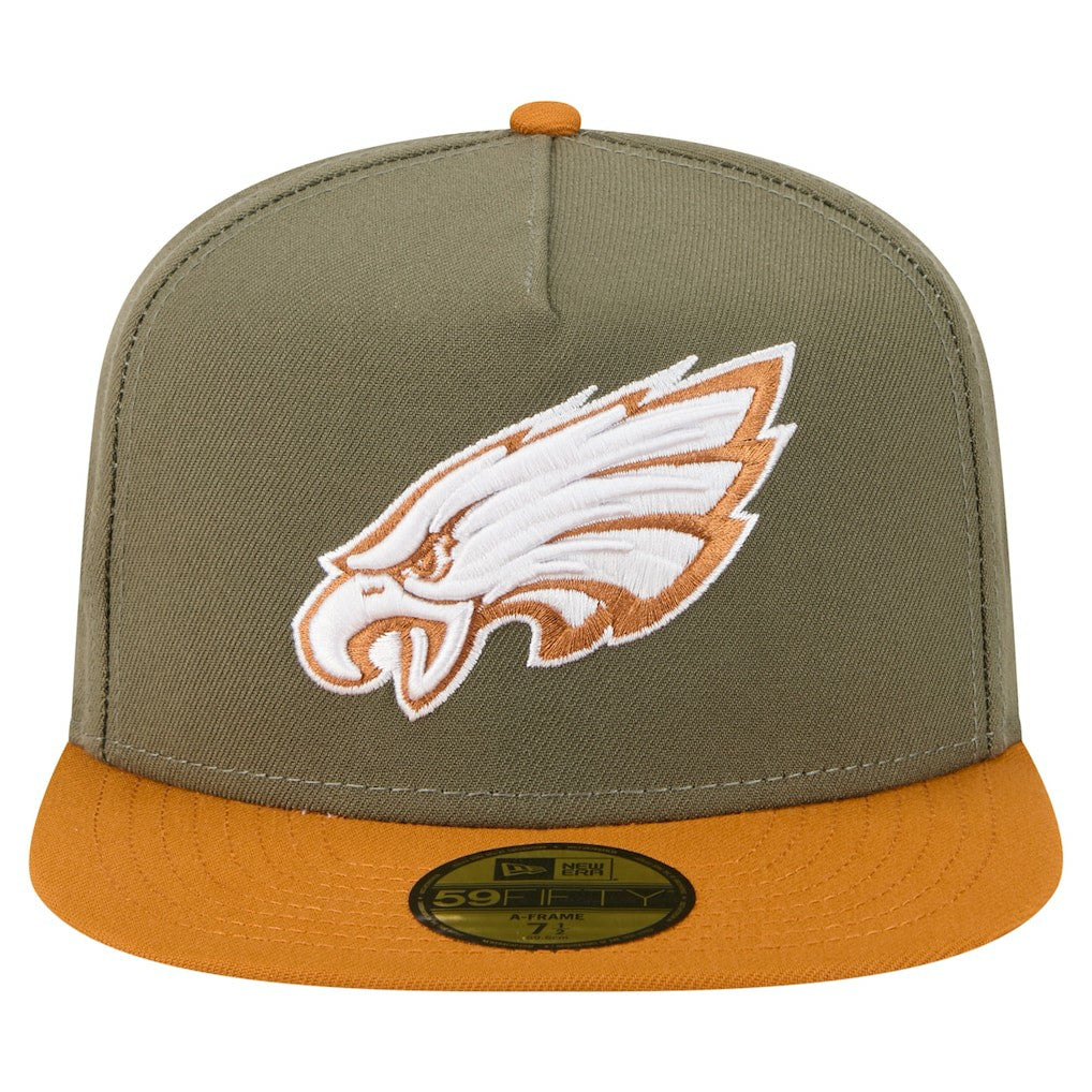 Philadelphia Eagles New Era Color Pack A-Frame 59FIFTY Fitted Hat Olive/Brown