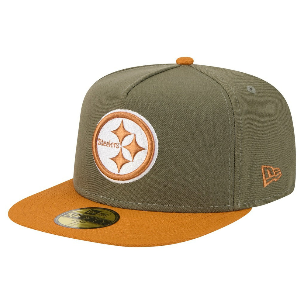 Pittsburgh Steelers New Era Color Pack A-Frame 59FIFTY Fitted Hat Olive/Brown