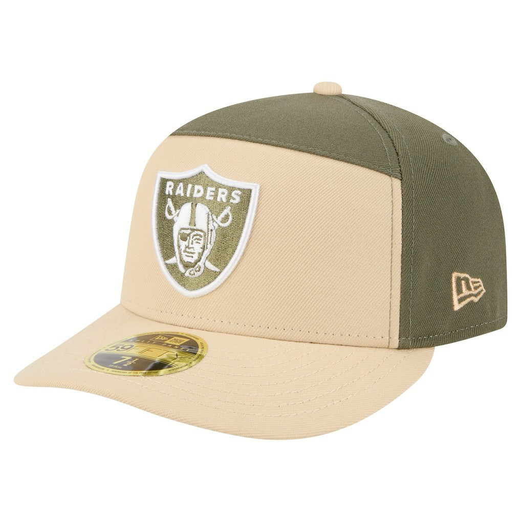 Las Vegas Raiders New Era Two-Tone Color Pack Split Panel 59FIFTY Fitted Hat Light Beige/Olive